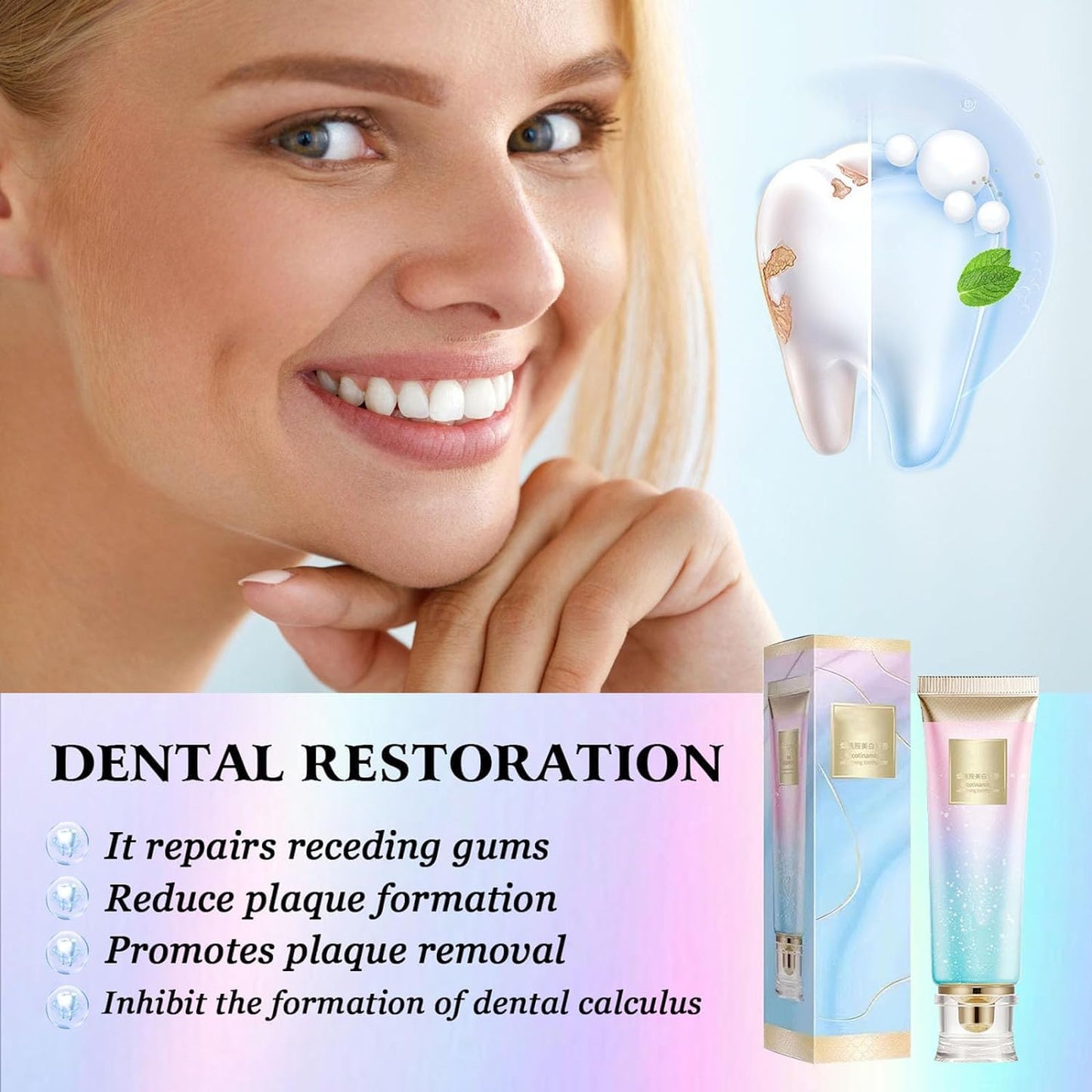 Niacinamide Whitening Toothpaste - Complete Care, Fresh Breath, Stain Removal